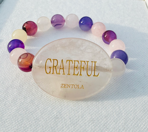 Rose Quartz and purple amethyst bead band